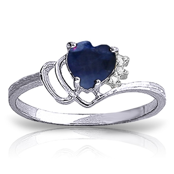 GOLD (White) RING WITH NATURAL DIAMONDS & SAPPHIRE